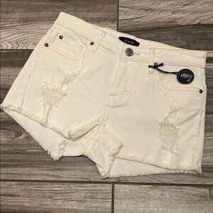 New! STS (see thru soul) Blue Juniors’ High Waist Frayed Hem Shorts